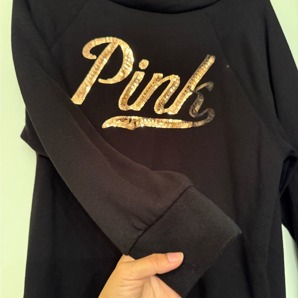 PINK Victoria's Secret Black and Gold Sweater